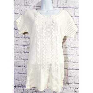 The Limited Cream Cable Knit Batwing Cap Sleeves Top S Lightweight Soft